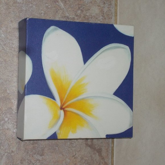 Floral art on stretched canvas, 6"x6"x1.5".  Ready to mount. - Picture 3 of 5